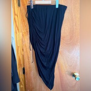 Helmut Lang Lace Up Asymmetrical Draped Wrap Midi Black Skirt Sz M